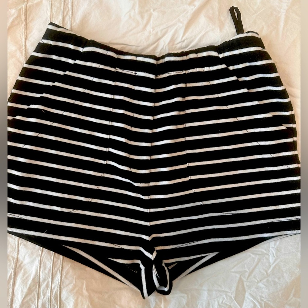 Lush black and white striped high waist hot shorts